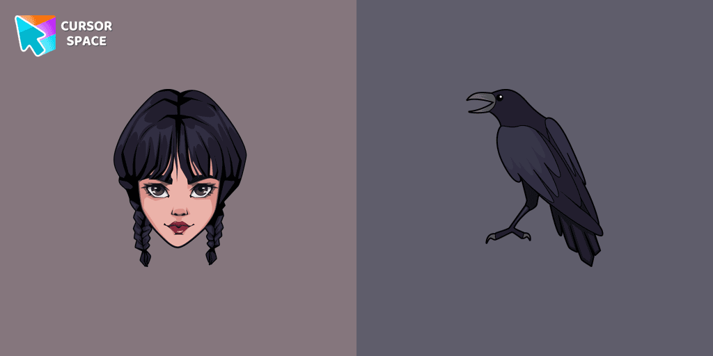 Wednesday Addams and Crow cursor